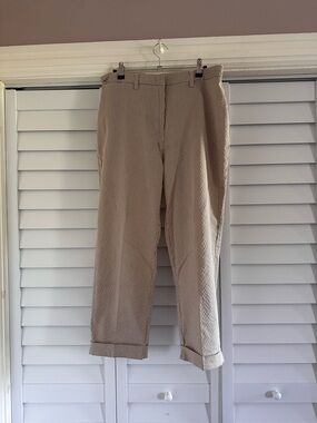 bill blass Beige Houndstooth Cropped Dress Pants
